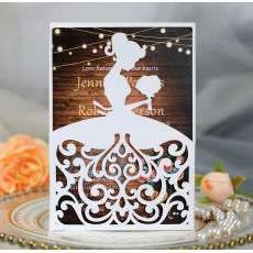 Beautiful Girl Invitation Card Laser Cut Iridescent Paper Wedding Card Personalized Custom